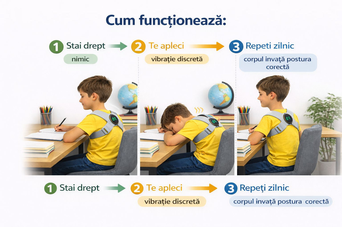 Centura inteligentă pentru corectarea posturii. - Pentru copii și adulți